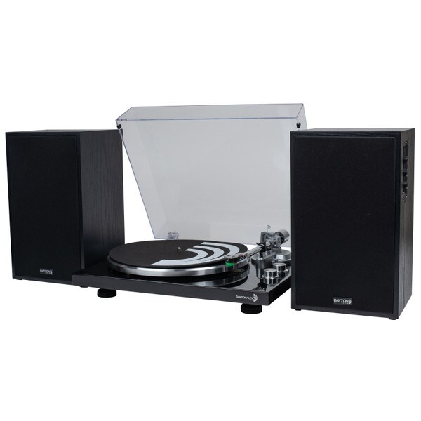 Main product image for Dayton Audio Classic 6.5" Powered Bluetooth Bookshelf Speaker Pair and Turntable Bundle Black300-3654